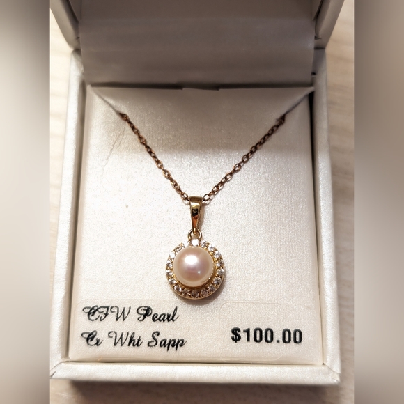 New 18K over Sterling Silver Pearl Necklace - Picture 4 of 4